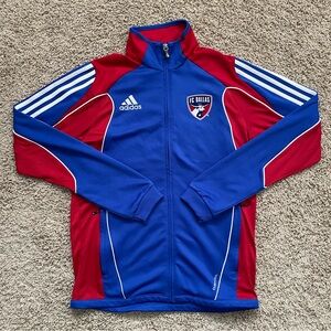 FC Dallas Soccer Adidas Climacool 365 Blue Red Full Zip Jacket Mens Small